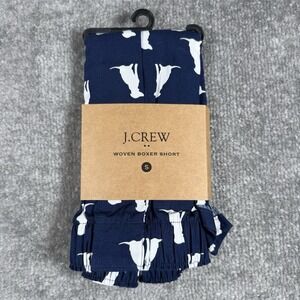 NWT J.Crew Woven Boxer Shorts Men's Small Navy Blue Dog Cotton